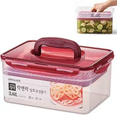 LocknLock BPA-free rectangular kimchi and pickle fermentation storage container with press plate and carrying handle, 3.6L