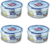 LocknLock clear round airtight food storage containers with blue locking lids, set of 4