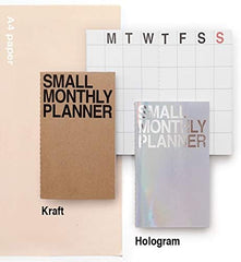 JSTORY Small Monthly Planner Set of 2 Stitch Bound Flat Lay Compact Handy Year Round Flexible Cover Goal/Time Organizer Thick Paper Eco Friendly Customizable A6 16 Months 18 Sheets Each Kraft