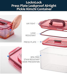 Lock &amp; Lock BPA Free Rectangular Pickle Kimchi Press Ferment Storage Container (3.6L)