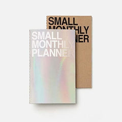 JSTORY Small Monthly Planner Set of 2 Stitch Bound Flat Lay Compact Handy Year Round Flexible Cover Goal/Time Organizer Thick Paper Eco Friendly Customizable A6 16 Months 18 Sheets Each Kraft