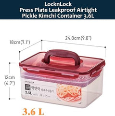 Lock & Lock BPA Free Rectangular Pickle Kimchi Press Ferment Storage Container (3.6L)