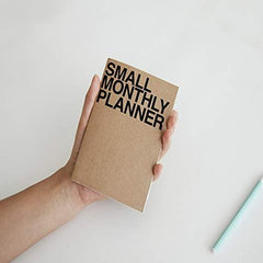JSTORY Small Monthly Planner Set of 2 Stitch Bound Flat Lay Compact Handy Year Round Flexible Cover Goal/Time Organizer Thick Paper Eco Friendly Customizable A6 16 Months 18 Sheets Each Kraft
