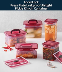 Lock &amp; Lock BPA Free Rectangular Pickle Kimchi Press Ferment Storage Container (3.6L)