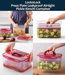 Lock &amp; Lock BPA Free Rectangular Pickle Kimchi Press Ferment Storage Container (3.6L)