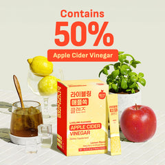 [Liveling] Apple Cider Vinegar Drink Stick & 3-in-1 Shot – Lemon Flavor | Supports Digestion, Daily Cleanse, Sugar-Free, Low-Calories, Portable On-The-Go Packets (30 sticks)