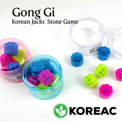 Korean Traditional Play Game 6PCS (3 Sets) Gonggi Jack Stone Pebbles Set w/Round Case