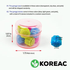 Korean Traditional Play Game 6PCS (3 Sets) Gonggi Jack Stone Pebbles Set w/Round Case