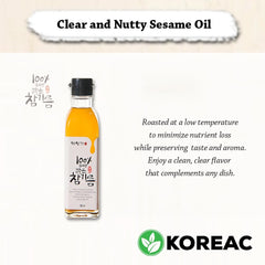 Korean Mildly Roasted Pure Sesame Oil 180ml (100% Korean Sesame Seeds) 한국 참기름
