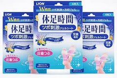 LION Kyusoku Jikan acupressure cooling foot patches, 12 sheets in 3 packs