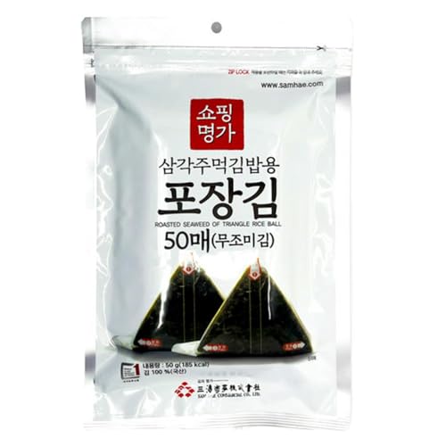 Samhae unseasoned roasted seaweed sheets for triangle rice balls, 50 sheets