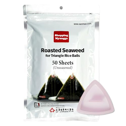 Shopping Myungga unseasoned roasted seaweed for triangle rice balls, 50 sheets with triangular rice mold