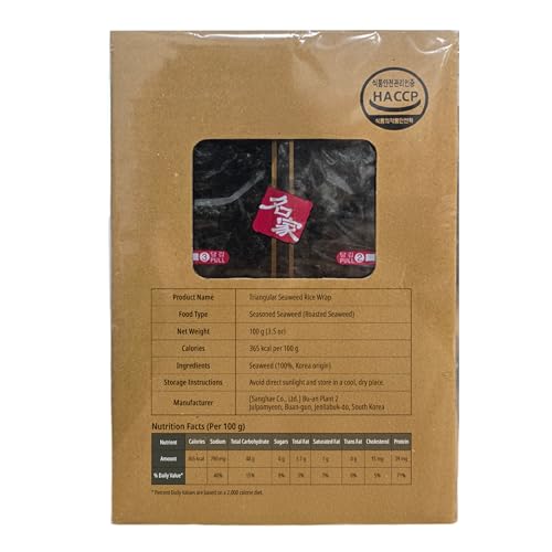 Seasoned roasted seaweed wraps for triangle rice balls, 20 sheets, 100 g box
